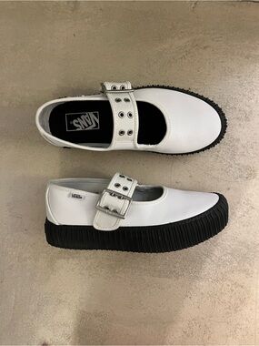 Vans Women’s White Mary Jane Creeper Platform Shoe